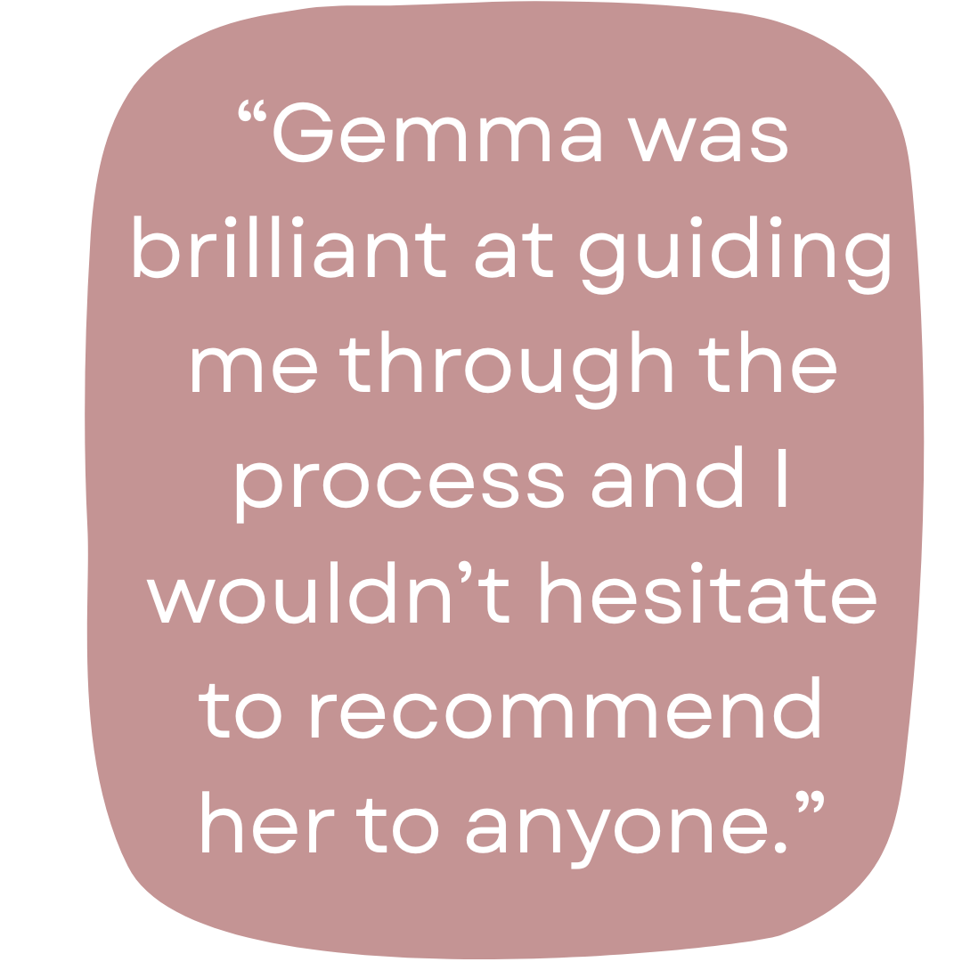 A quote from a Purpose Panda Coaching client, expressing how great Gemma was at coaching and delivering results